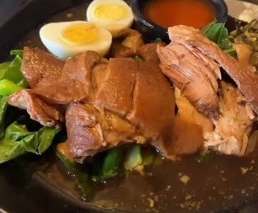 Braised pork leg over rice
